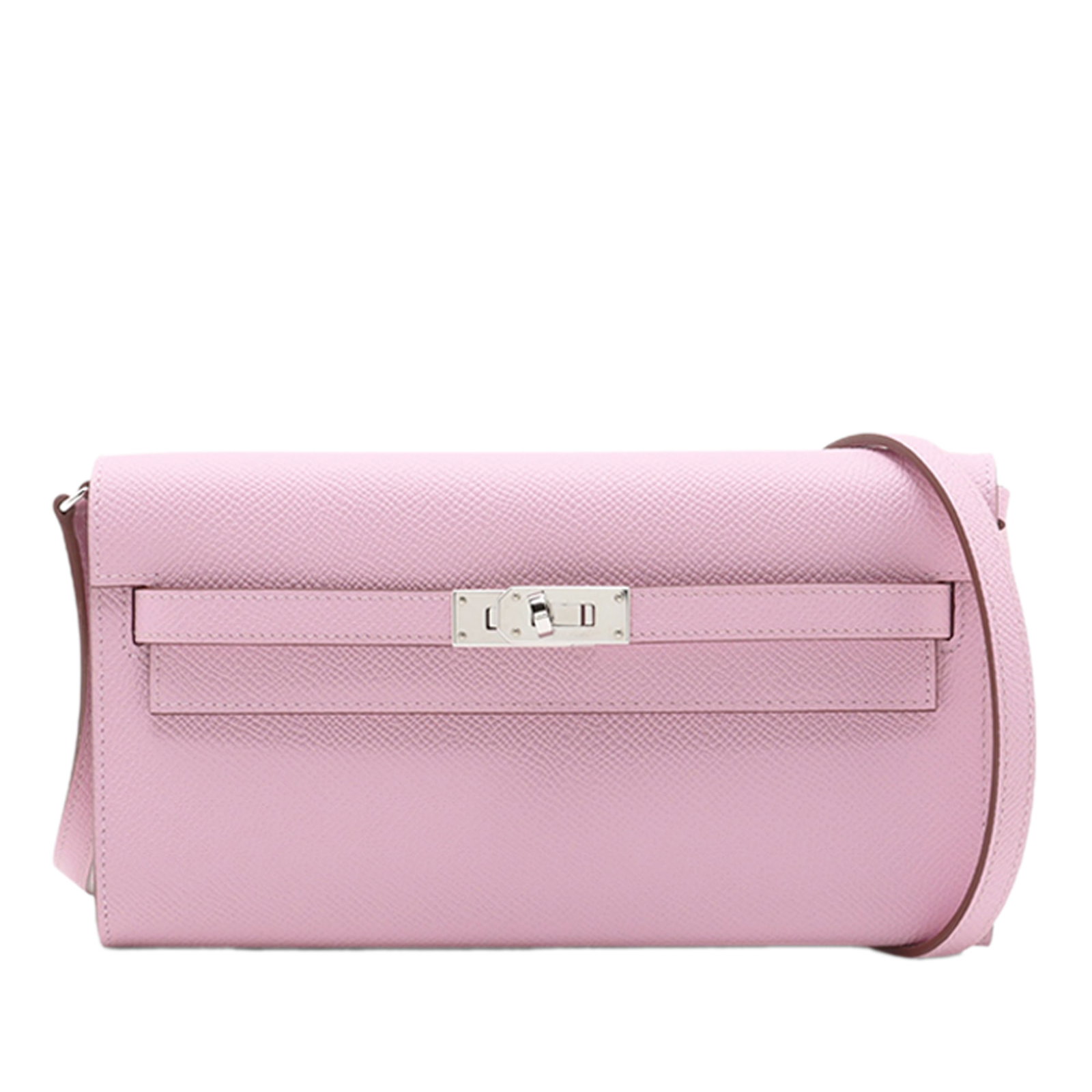 Hermes Kelly To Go Epsom Leather Crossbody Wallet Pink: Hermes Kelly To Go Epsom Leather Crossbody Wallet Pink Hermes Kelly To Go wallet crafted in Epsom leather with a Mauve Sylvestre finish. This crossbody style features an adjustable shoulder strap, a f