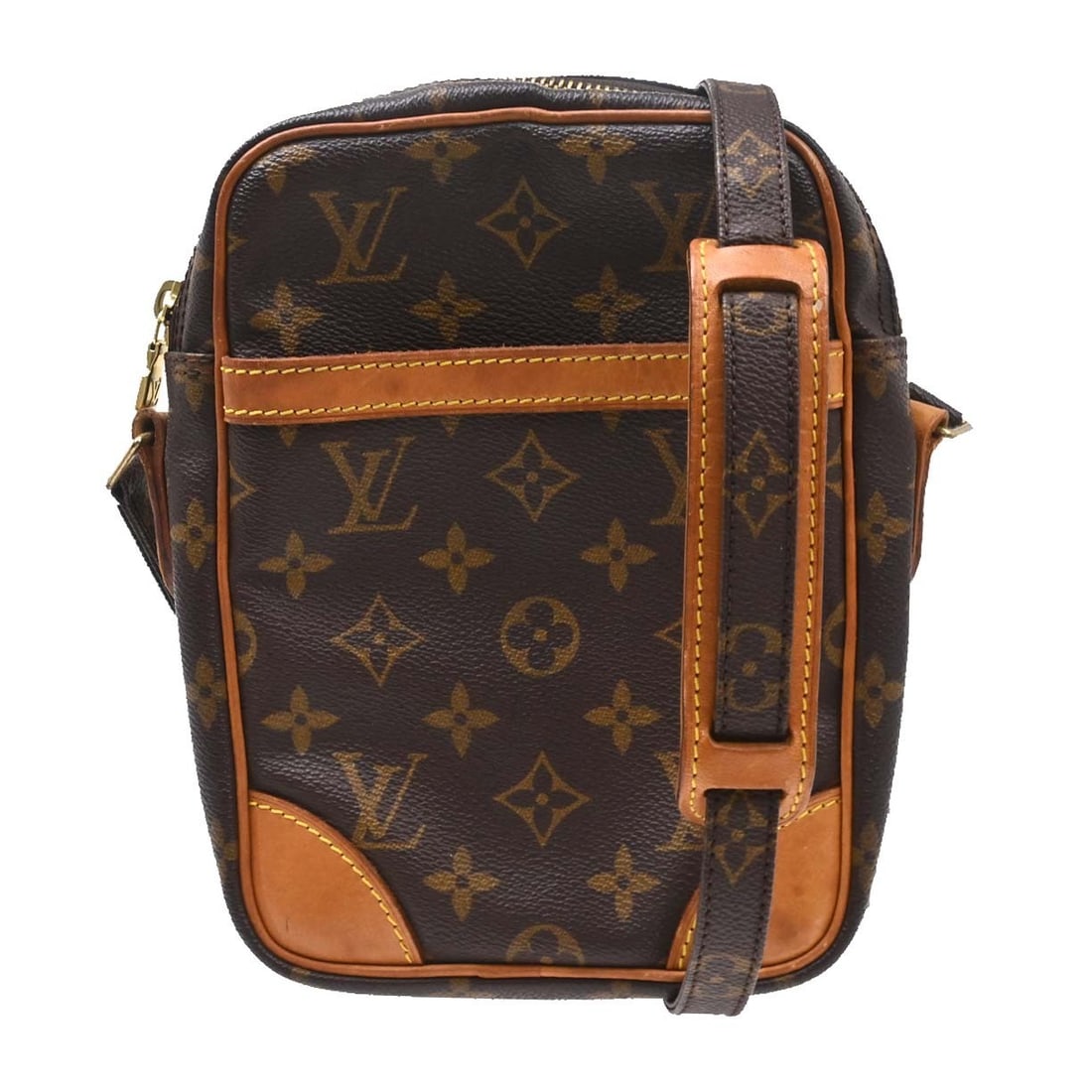 Louis Vuitton Danube Monogram Canvas Crossbody Bag M45266: Louis Vuitton Danube Monogram Canvas Crossbody Bag M45266 Vintage Louis Vuitton Danube shoulder bag in brown Monogram canvas and leather with a zip closure, adjustable crossbody strap, and logo accent