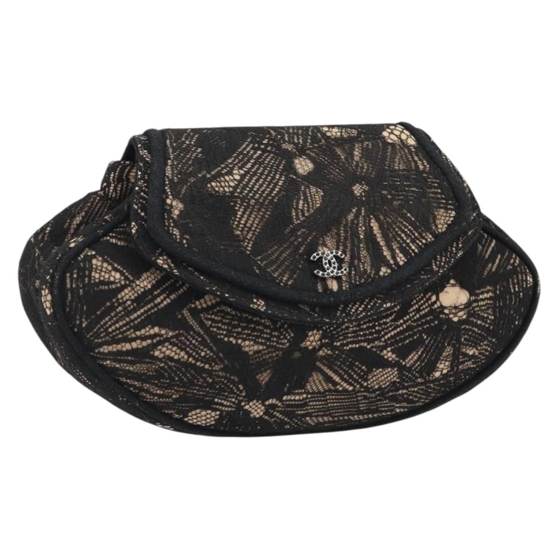 CHANEL Coco Mark Canvas Clutch Beige Silver France (1 of 18)
