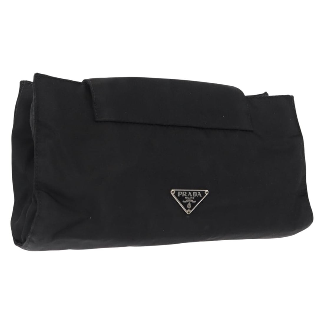 Prada black nylon women s pouch Italy: Prada black nylon women s pouch Italy This PRADA pouch is crafted from black nylon and designed for women. Made in Italy, it features a compact silhouette with approximate dimensions of 22cm in width,