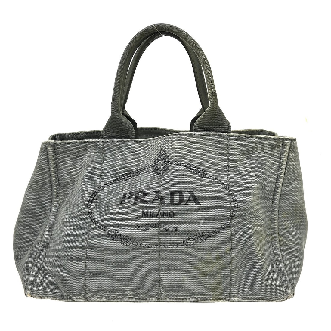 PRADA Canapa Gray Canvas Medium Tote Bag 58 B (1 of 11)