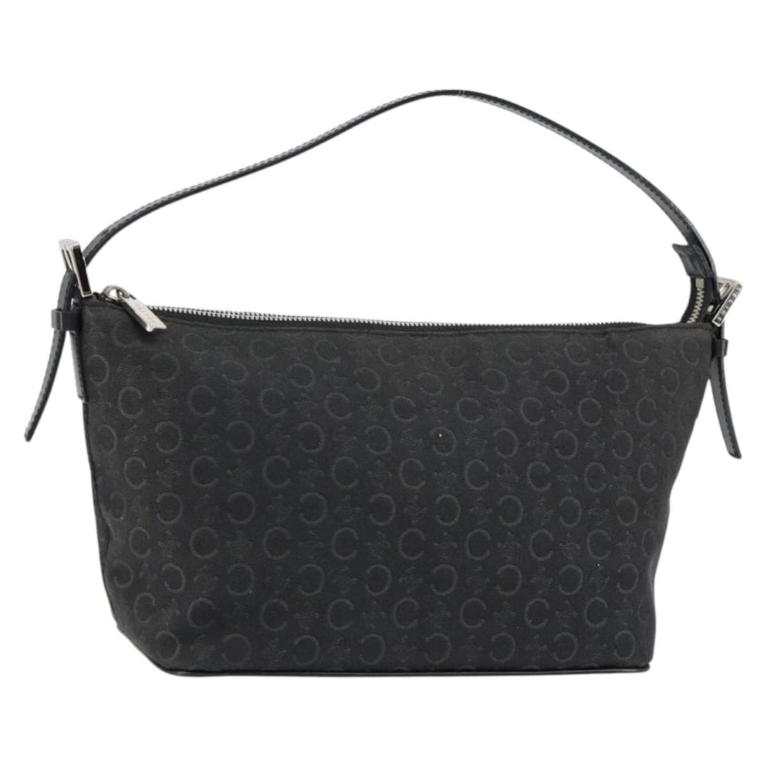 CELINE C Macadam Canvas Shoulder Bag Black Silver Authentic Italy: CELINE C Macadam Canvas Shoulder Bag Black Silver Authentic Italy This CELINE C Macadam Canvas Shoulder Bag showcases a stylish black and silver design, crafted in Italy. The exterior is made from dur
