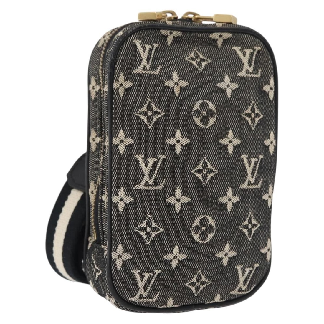 Louis Vuitton M92066 Monogram Mini Canvas Pouch with Strap Black: Louis Vuitton M92066 Monogram Mini Canvas Pouch with Strap Black Louis Vuitton Monogram Mini Usu Digital Pouch in black Monogram Mini canvas. This women's pouch includes a shoulder strap and was made 