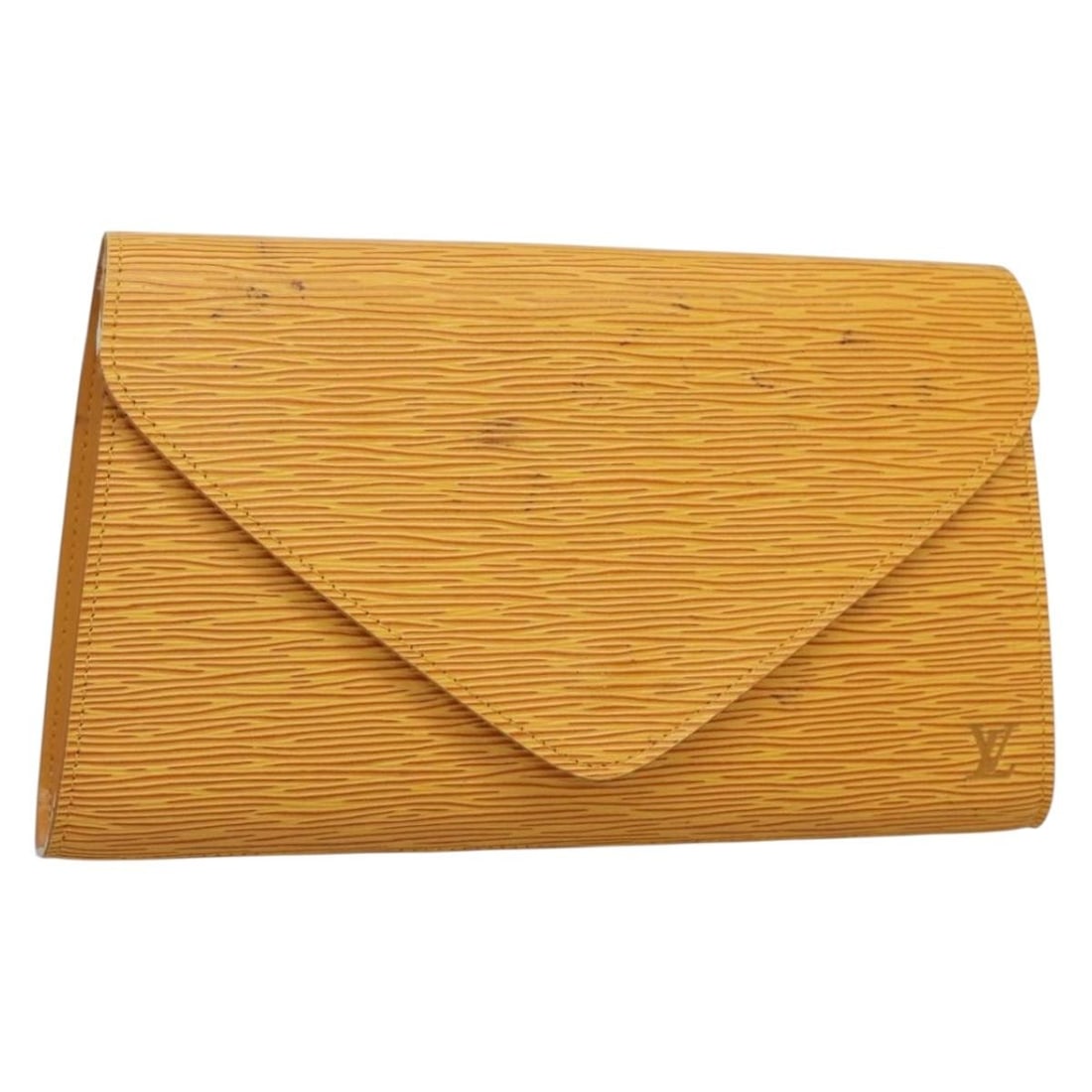 Louis Vuitton M52639 Epi Leather Yellow Women's Clutch: Louis Vuitton M52639 Epi Leather Yellow Women's Clutch Louis Vuitton Epi Art Deco clutch bag in yellow Epi leather. Made in France, this women's clutch shows heavy use with visible rubbing, stains, di
