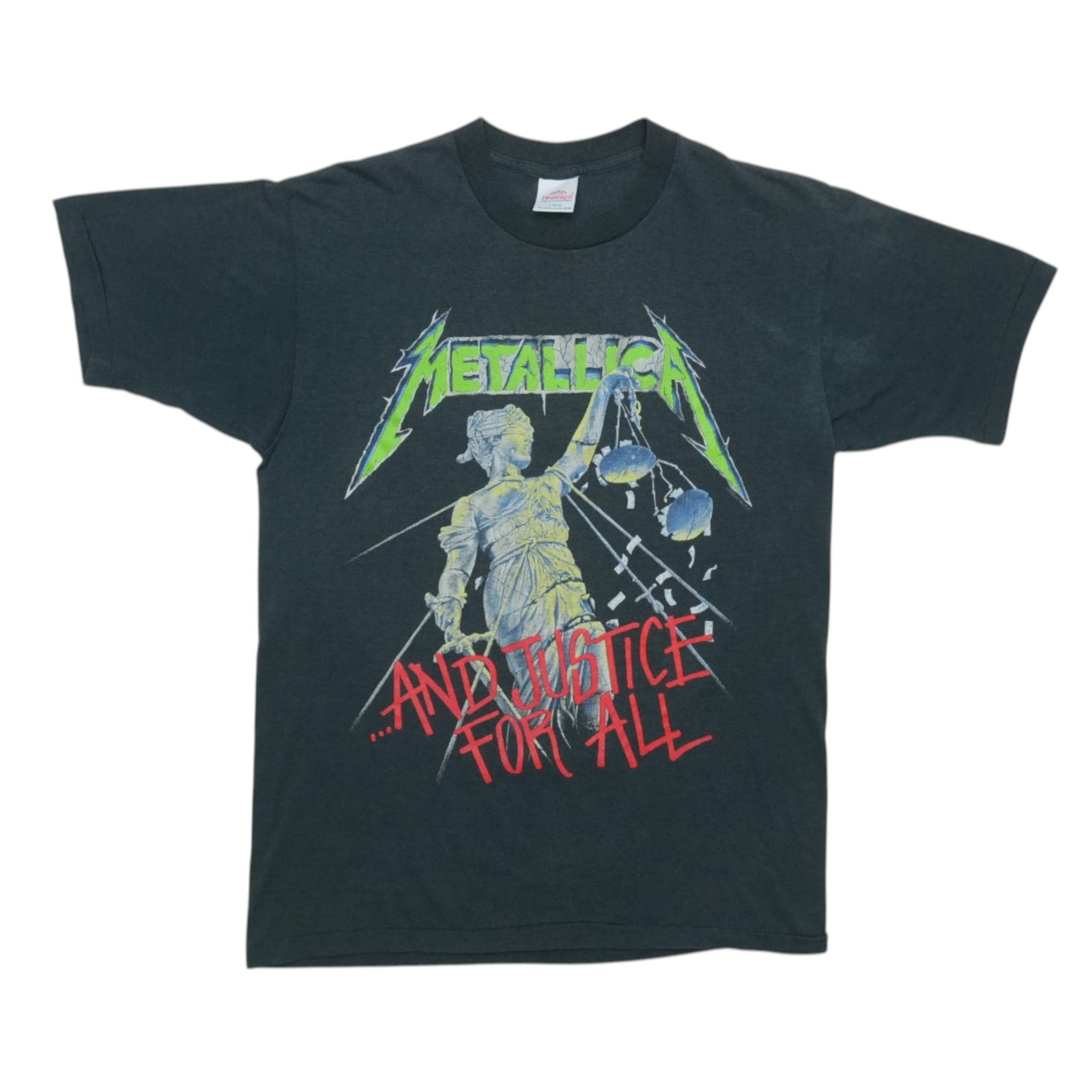 Vintage 1988 Metallica European Tour Black Poly Cotton Band Shirt: Vintage 1988 Metallica European Tour Black Poly Cotton Band Shirt This is an original vintage 1988 Metallica ...And Justice for All European Tour shirt featuring front and back graphics. The shirt is 