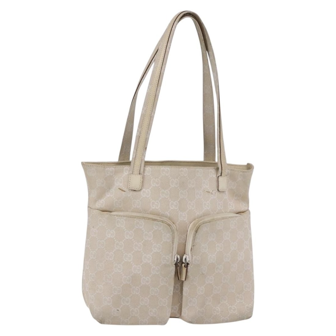 GUCCI GG Canvas Tote Bag Beige Silver 002 1076 2684 Authentic Italy: GUCCI GG Canvas Tote Bag Beige Silver 002 1076 2684 Authentic Italy This authentic GUCCI tote bag is crafted from GG canvas in a stylish beige and silver color scheme. Measuring approximately 9.8 inch