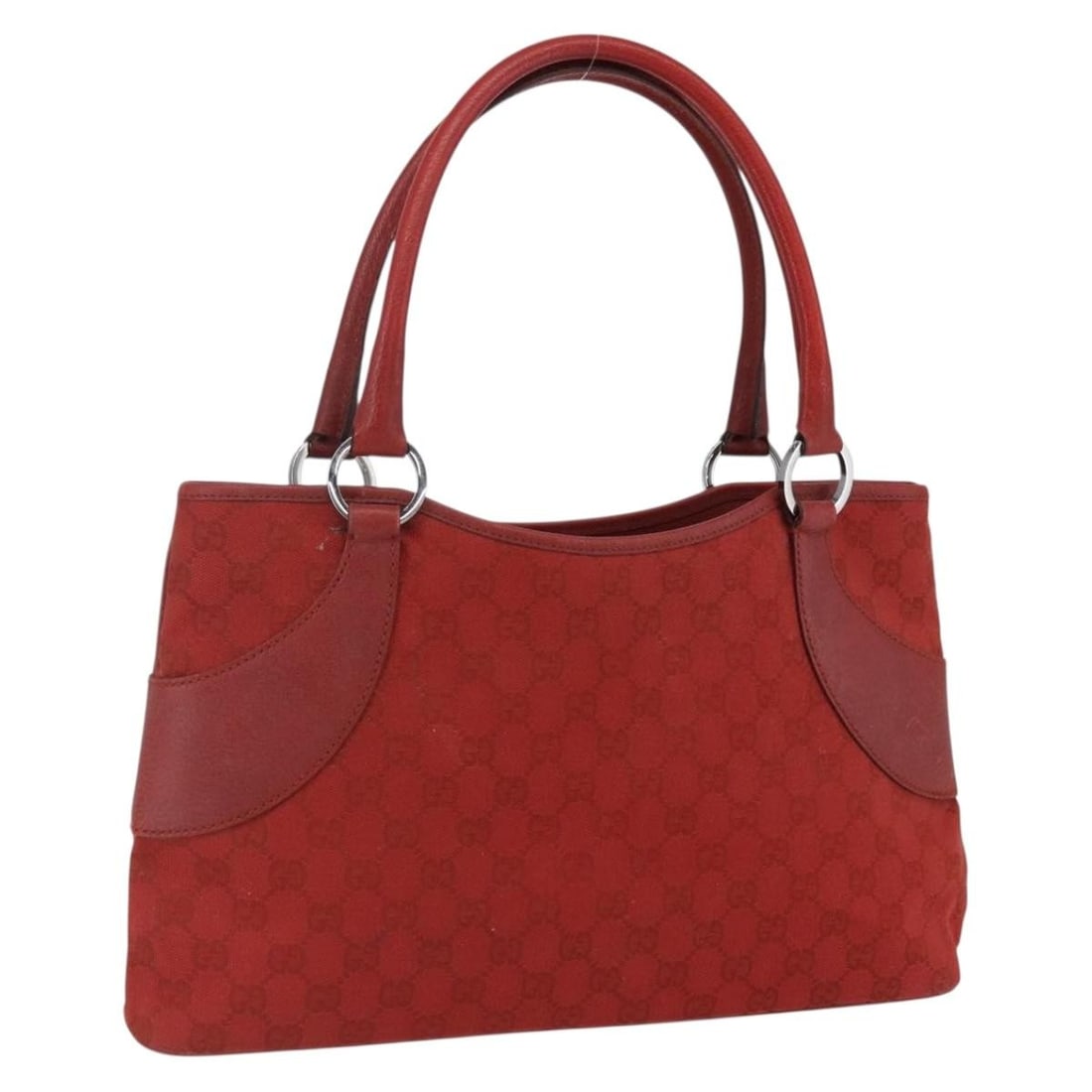 Gucci Red Silver GG Canvas Women Tote 113015 Italy: Gucci Red Silver GG Canvas Women Tote 113015 Italy This GUCCI GG Canvas Tote Bag features a red and silver color scheme and is crafted from the brand's signature GG canvas material. Designed for women