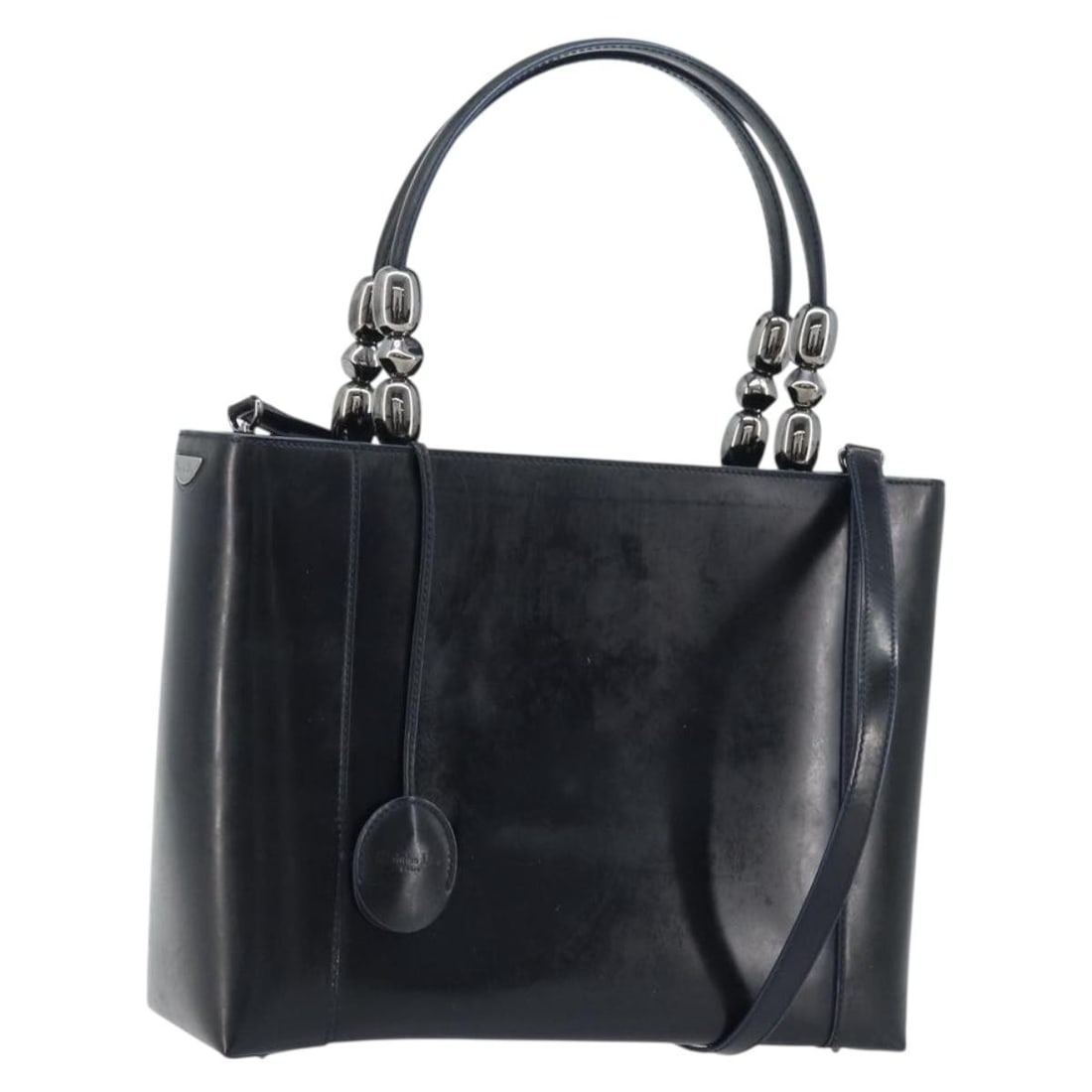 Christian Dior Maris 2way Leather Handbag Black Silver: Christian Dior Maris 2way Leather Handbag Black Silver Christian Dior Maris Pearl 2-way handbag in black leather with silver-tone accents. Made in Italy, this women's bag includes a dust bag, key, clo