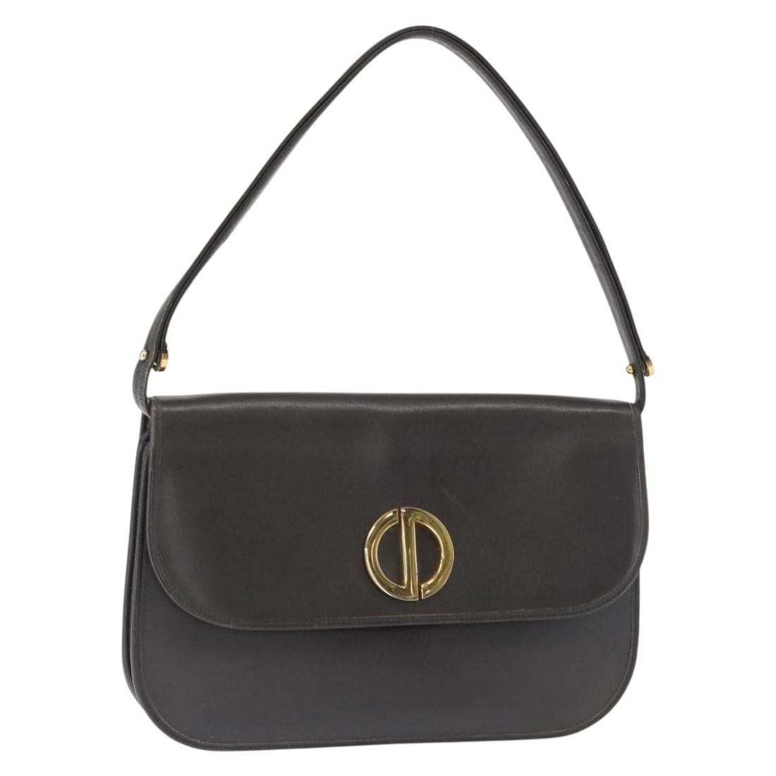 Christian Dior Gray Leather Shoulder Bag Gold Accents France: Christian Dior Gray Leather Shoulder Bag Gold Accents France This Christian Dior shoulder bag features gray leather with gold accents and is crafted in France. The bag shows significant signs of use, 