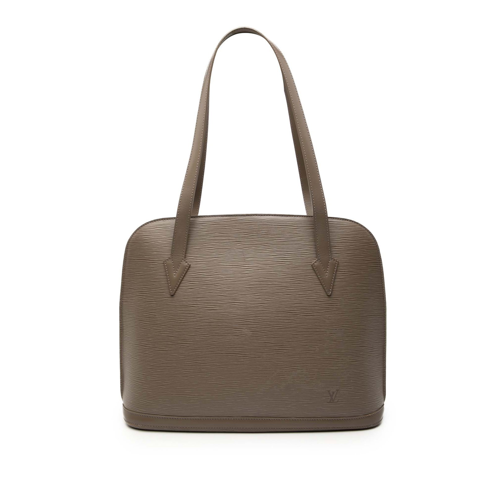 Louis Vuitton Lussac Tote in Brown Epi Leather with Top Zip: Louis Vuitton Lussac Tote in Brown Epi Leather with Top Zip The Louis Vuitton Epi Lussac bag features a durable epi leather body in brown with flat straps and a top zip closure. The interior is design