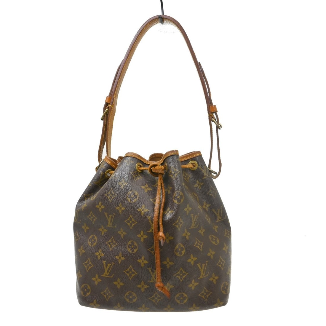 Louis Vuitton Petite Noe Monogram Canvas Shoulder Bag M42226: Louis Vuitton Petite Noe Monogram Canvas Shoulder Bag M42226 Vintage Louis Vuitton Petite Noe shoulder bag in brown Monogram canvas with leather trim and a drawstring closure. Made in France, this wom