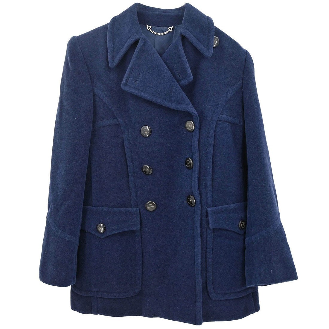 Gucci Women Navy Double Breasted Mid Length Jacket Size 42 (1 of 18)