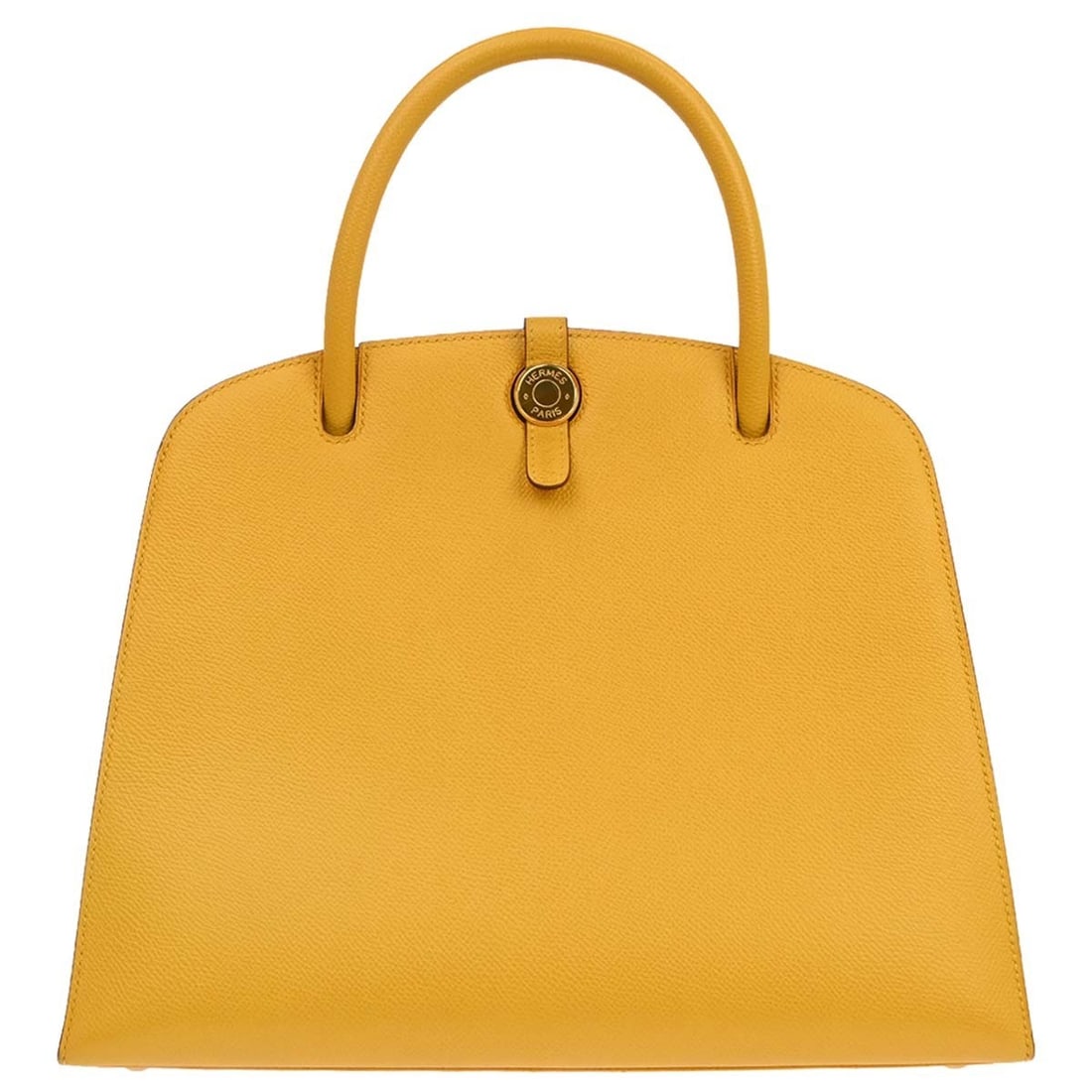 Hermes Dalvy 30 MM Yellow Courchevel Leather Top Handle Bag: Hermes Dalvy 30 MM Yellow Courchevel Leather Top Handle Bag Hermes Dalvy 30 MM handbag in Jaune Courchevel leather. This women's top-handle bag features a leather lining, lock accent, and three interi