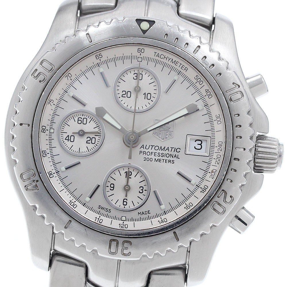 TAG Heuer Link CT2113 Automatic Chronograph Men's Watch: TAG Heuer Link CT2113 Automatic Chronograph Men's Watch This TAG Heuer Link Chronograph CT2113 is a pre-owned men's wristwatch featuring a stainless steel case and bracelet. The watch is equipped with