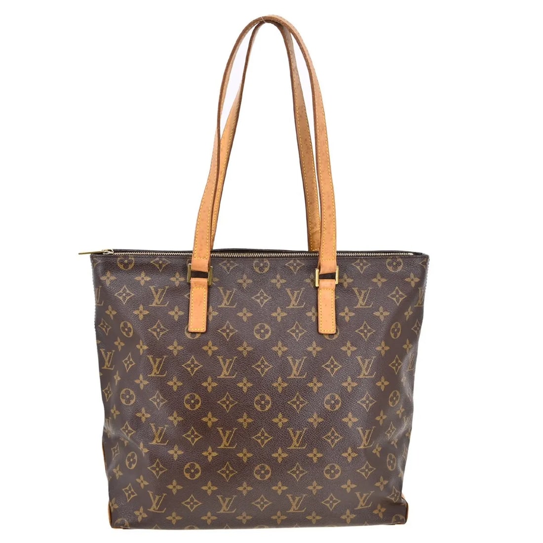 Louis Vuitton Cabas Mezzo Brown Monogram Canvas Tote: Louis Vuitton Cabas Mezzo Brown Monogram Canvas Tote This Louis Vuitton Cabas Mezzo handbag features the iconic monogram canvas in brown and is designed for women. Crafted in France, the bag shows vis