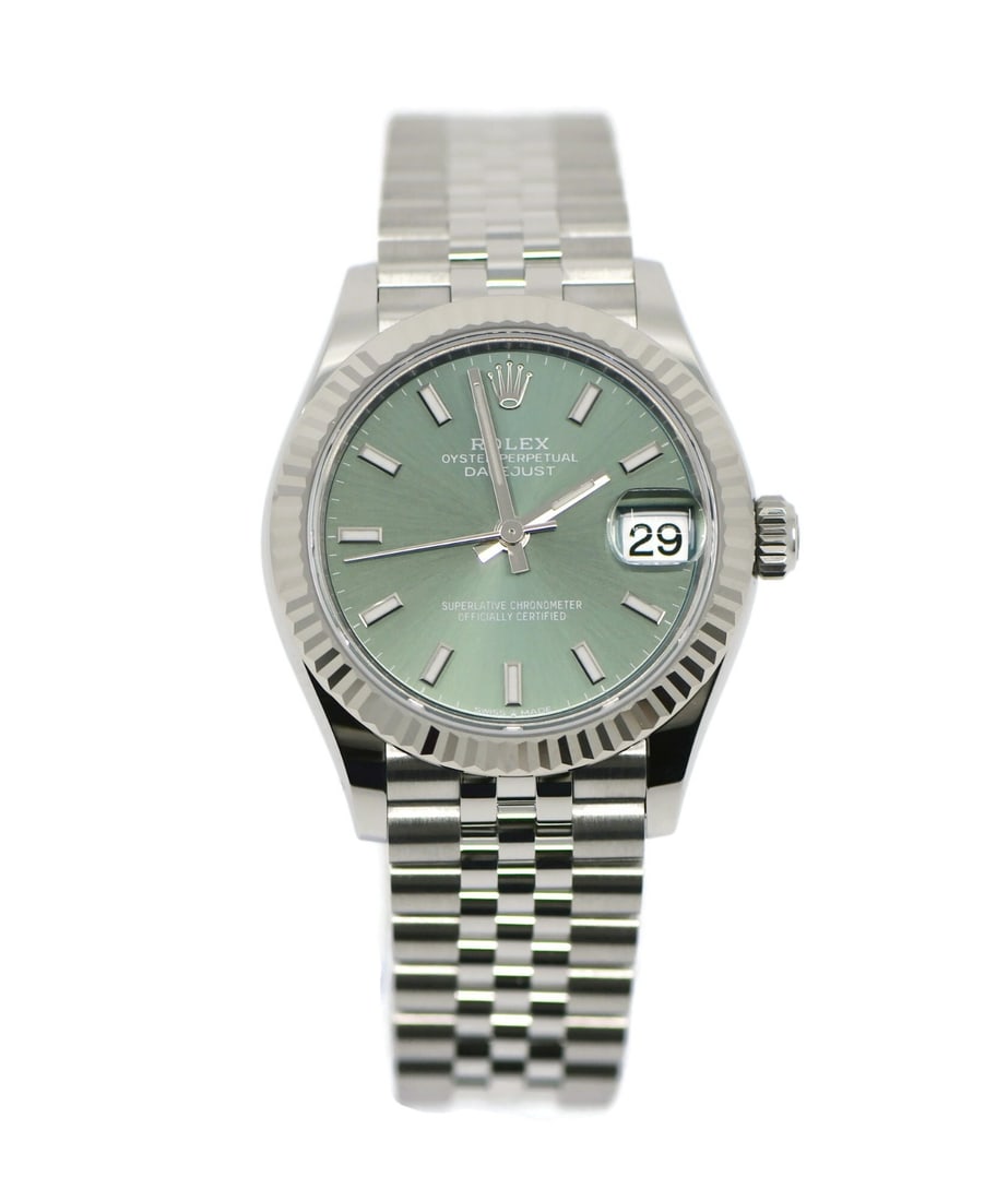 Rolex Datejust 31mm Stainless Steel Automatic Watch 278274 with Box and Papers: Rolex Datejust 31mm Stainless Steel Automatic Watch 278274 with Box and Papers This pre-owned Rolex Datejust 31 wristwatch features a stunning green dial and is crafted from high-quality stainless ste