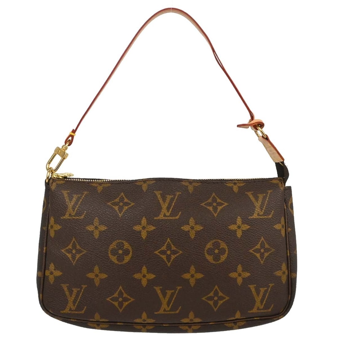 Louis Vuitton M51980 Pochette Accessoires Monogram Canvas Pouch Bag: Louis Vuitton M51980 Pochette Accessoires Monogram Canvas Pouch Bag Vintage Louis Vuitton Pochette Accessoires handbag in brown Monogram canvas with leather trim. This small zip-top pouch features a t