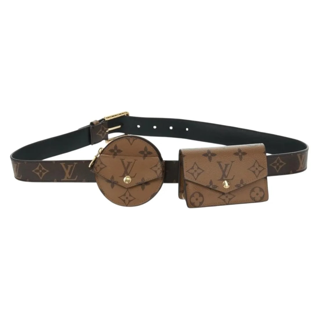 Louis Vuitton Monogram Canvas Daily Multi Pocket Belt Unisex: Louis Vuitton Monogram Canvas Daily Multi Pocket Belt Unisex This Louis Vuitton Daily Multi Pocket Belt is crafted from brown monogram canvas and designed for unisex use. It features multiple pockets 