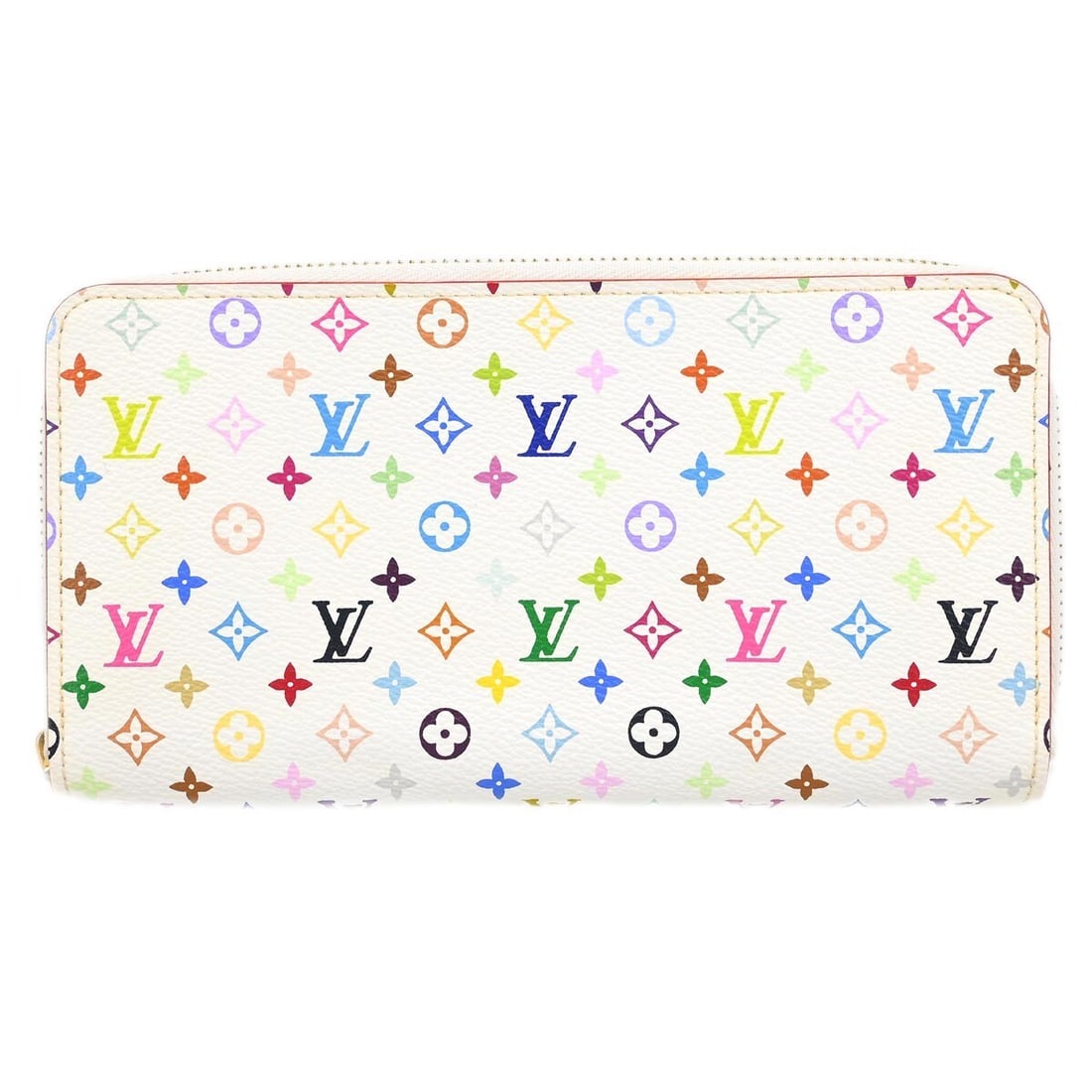 Louis Vuitton M60241 Zippy Wallet White Monogram Multicolor Canvas: Louis Vuitton M60241 Zippy Wallet White Monogram Multicolor Canvas Louis Vuitton Zippy Wallet in white Monogram Multicolor canvas with leather trim and logo accents. This women's wallet features a zip