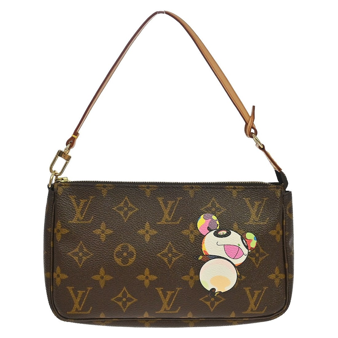 Louis Vuitton Pochette Accessoires M51981 Monogram Panda Shoulder Bag: Louis Vuitton Pochette Accessoires M51981 Monogram Panda Shoulder Bag Louis Vuitton Pochette Accessoires handbag from the Monogram Panda line, crafted in brown monogram canvas with leather trim. This 