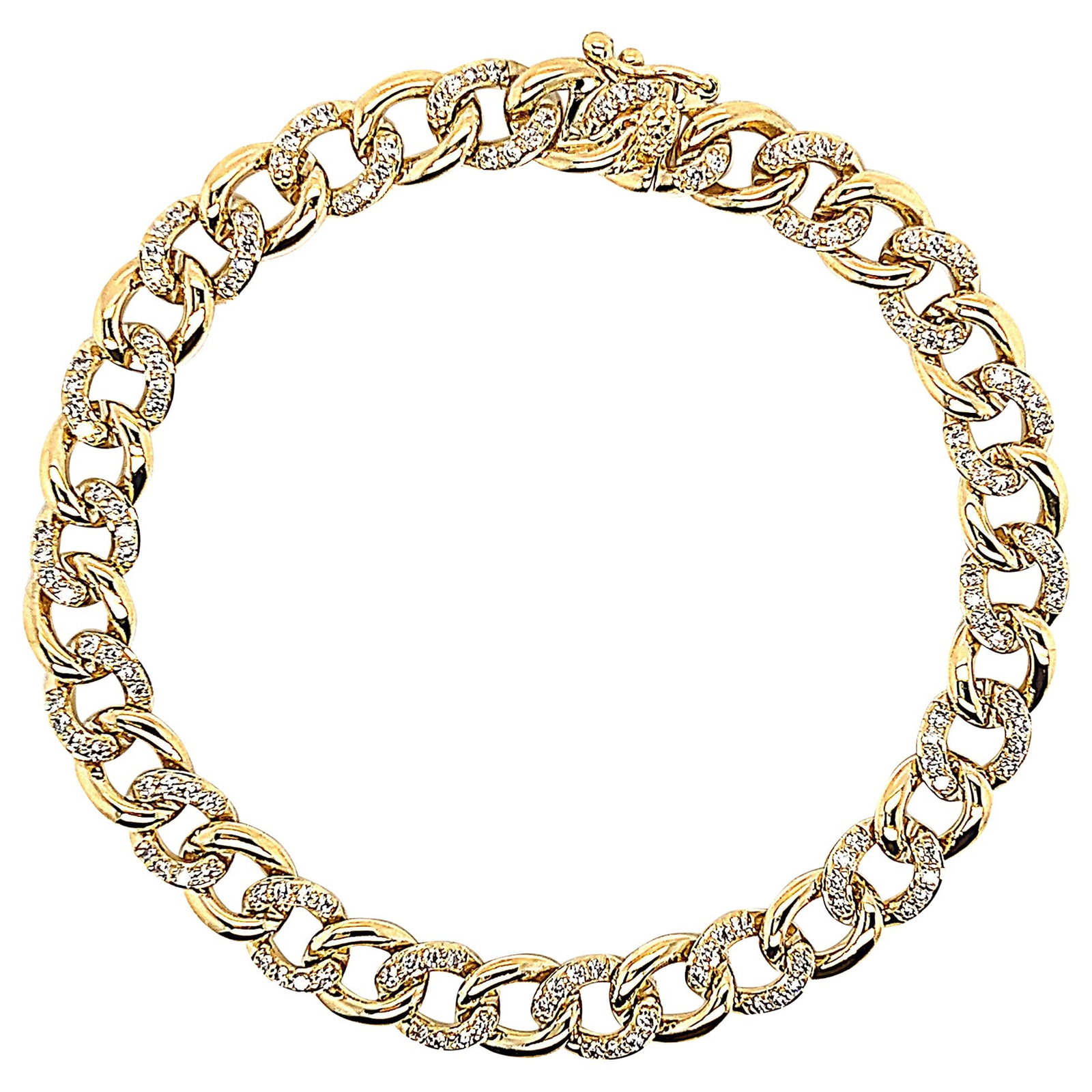 Contemporary 1.17ct Diamond Cuban Link Bracelet in 18k Yellow Gold: Contemporary 1.17ct Diamond Cuban Link Bracelet in 18k Yellow Gold This stunning contemporary Cuban link bracelet features a total of 1.17 carats of sparkling round diamonds, expertly set in luxurious