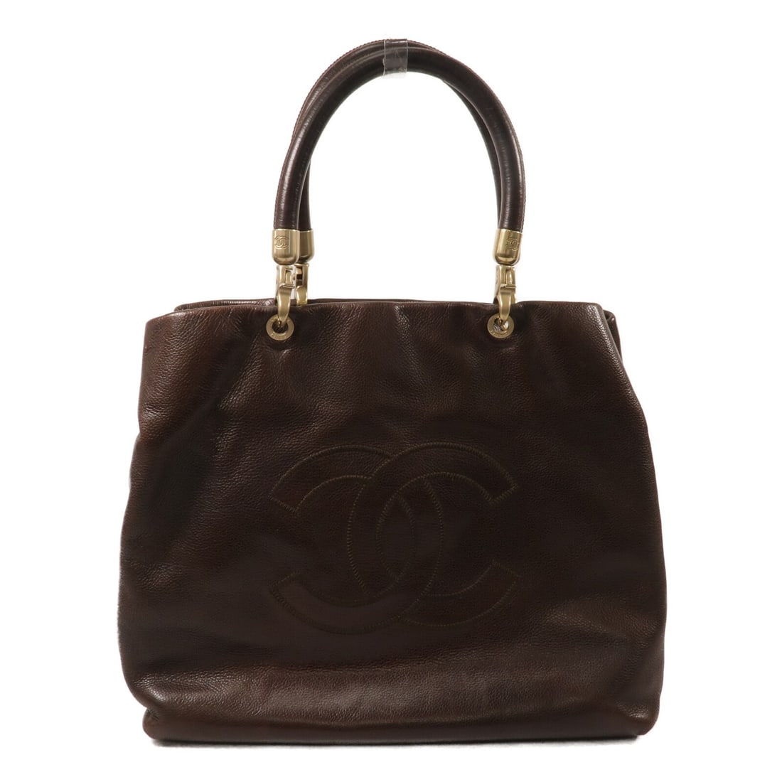 CHANEL Vintage Brown Calfskin Leather Shoulder Bag CC GHW (1 of 15)