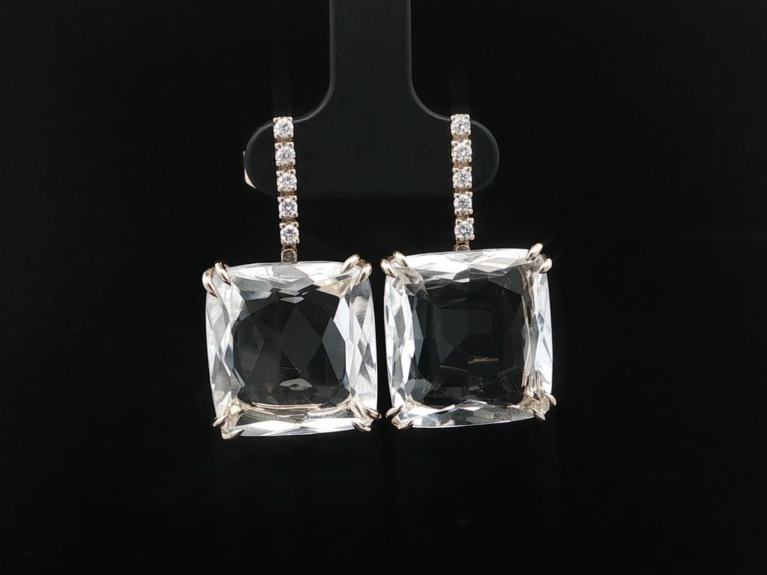 H. Stern Cobblestone Earrings 18k White Gold Quartz and Diamond (1 of 13)