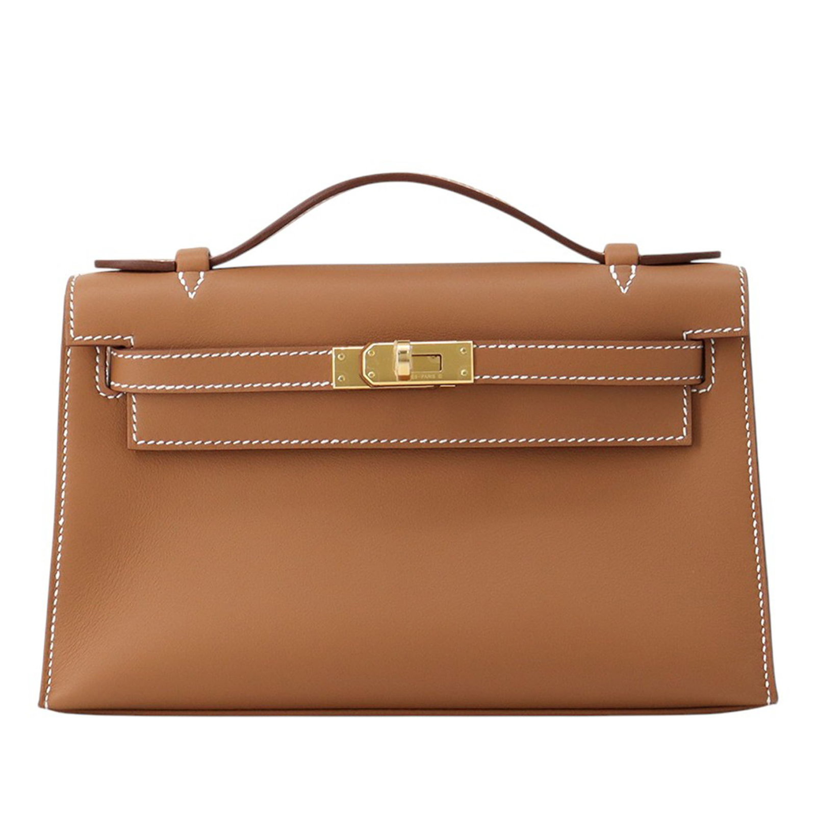 Hermes Kelly Pochette 22 Swift Leather Clutch Gold (1 of 6)