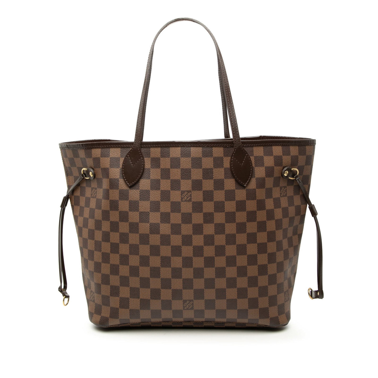 Louis Vuitton Neverfull MM Damier Ebene Tote Bag: Louis Vuitton Neverfull MM Damier Ebene Tote Bag Louis Vuitton Damier Ebene Neverfull MM tote bag with a damier ebene canvas body, leather trim, flat leather shoulder straps, an open top, lobster clas