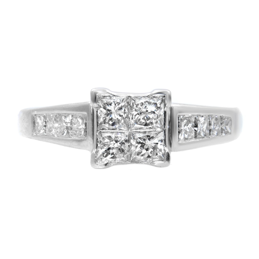 Rachel Koen 1.00Cttw Princess Cut Diamond Engagement Ring 14K White Gold: Rachel Koen 1.00Cttw Princess Cut Diamond Engagement Ring 14K White Gold This exquisite engagement ring from Rachel Koen is crafted in 14K white gold, showcasing a total carat weight of 1.00 ctw. The 