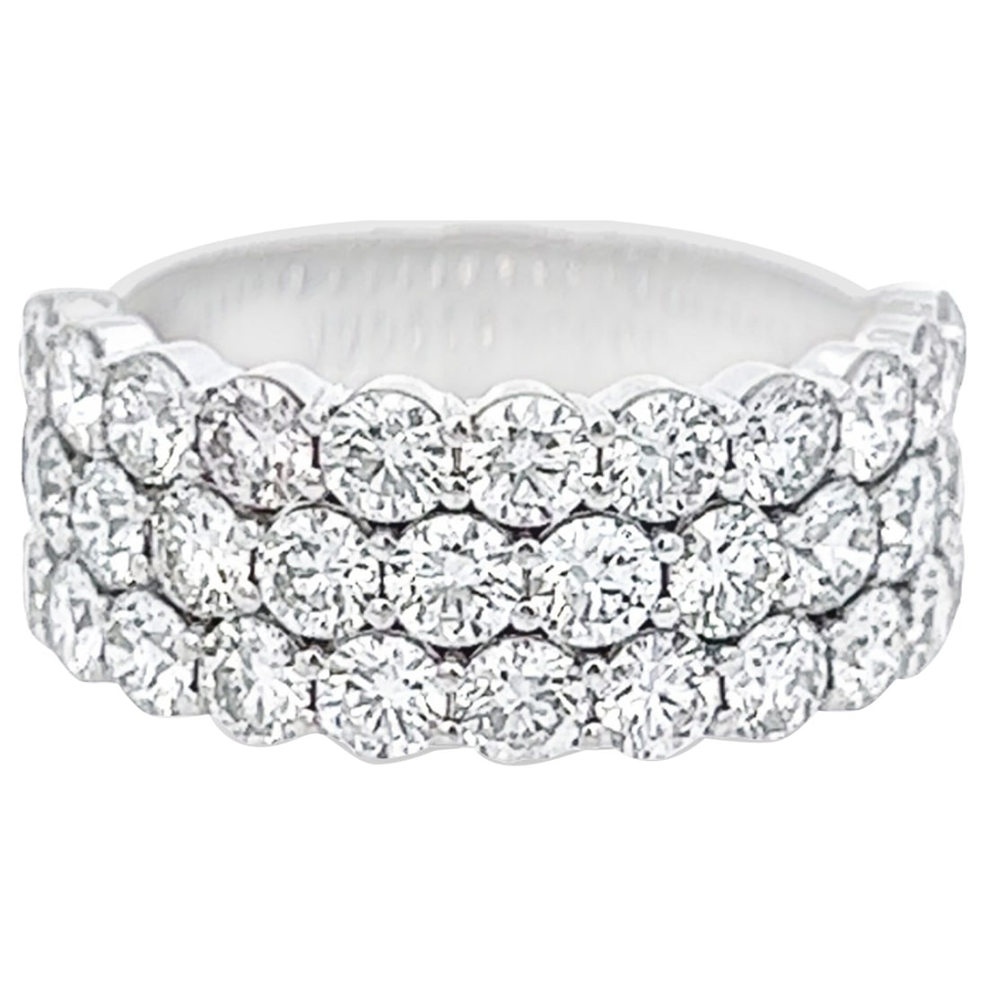 2.73ct Diamond Half Eternity Ring in 18k White Gold: 2.73ct Diamond Half Eternity Ring in 18k White Gold This exquisite 2.73ct Round Three-Row Diamond Half Eternity Ring is crafted in 18k white gold, showcasing a stunning arrangement of 34 round brillia