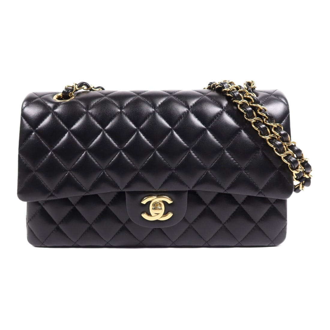 CHANEL Classic 25 Black Lambskin Chain Shoulder Bag GHW: CHANEL Classic 25 Black Lambskin Chain Shoulder Bag GHW This CHANEL Classic 25 chain shoulder bag is crafted from luxurious black lambskin leather and features the iconic CC design with gold-tone hard