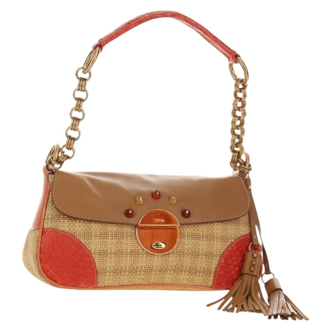 PRADA Beige Leather Shoulder Bag with Chain Strap and Dust Bag (1 of 18)