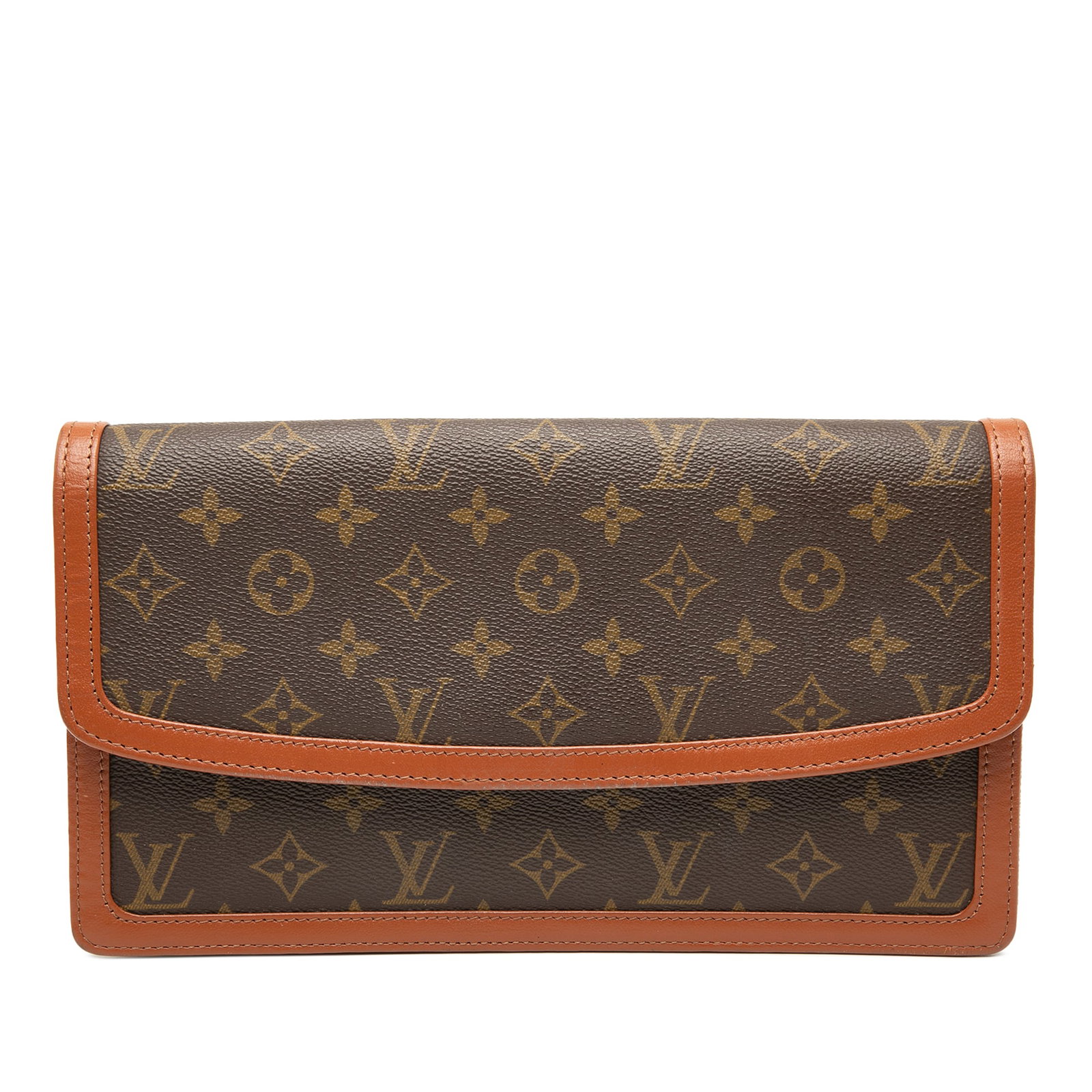 Louis Vuitton Pochette Dame GM Monogram Canvas Bag: Louis Vuitton Pochette Dame GM Monogram Canvas Bag This Louis Vuitton Monogram Pochette Dame GM showcases the iconic monogram canvas with leather trim. It features a front flap with a snap closure and
