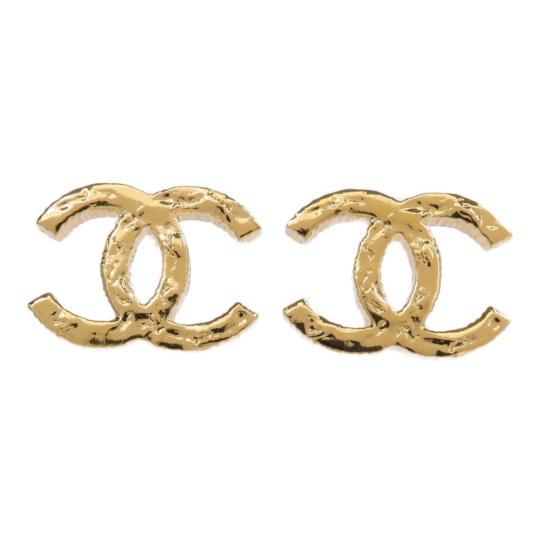 CHANEL Gold CC Pierced Earrings: CHANEL Gold CC Pierced Earrings These CHANEL CC pierced earrings feature a gold-tone finish and the iconic CC logo design. Crafted for women, they are made from unspecified metal and do not include an