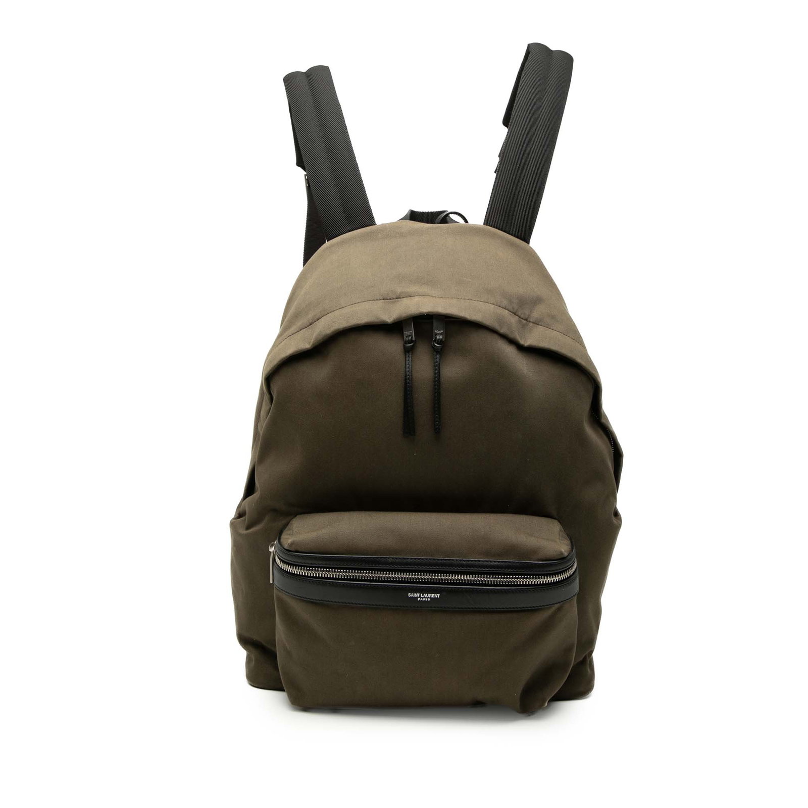 Brown Canvas Backpack with Leather Trim Saint Laurent City (1 of 7)