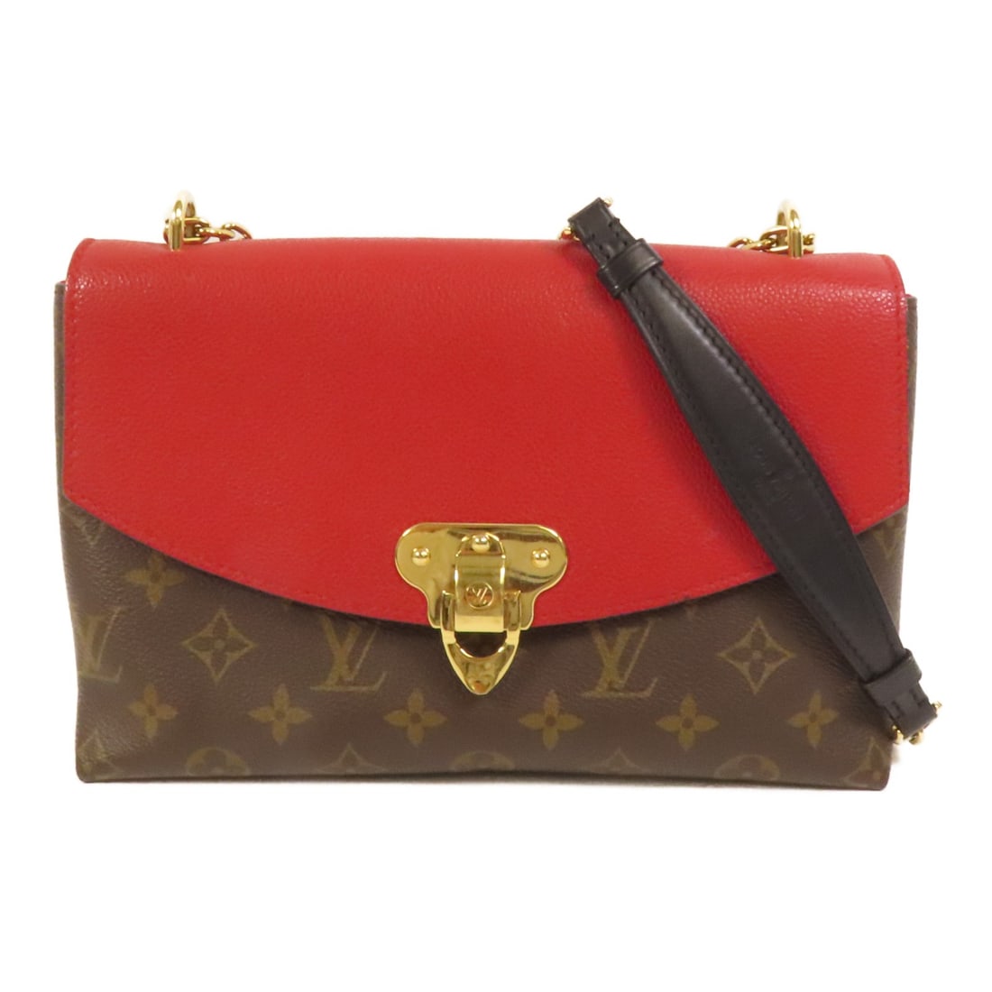 Louis Vuitton Saint Placide Monogram Canvas Shoulder Bag with Gold Hardware: Louis Vuitton Saint Placide Monogram Canvas Shoulder Bag with Gold Hardware This Louis Vuitton Saint Placide shoulder bag features the iconic Monogram pattern in brown with a red accent. Crafted from 