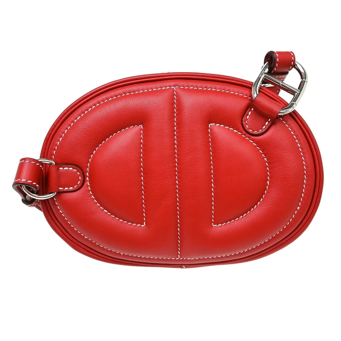 Hermes In-The-Loop Belt Red Leather Bag 19cm x 13cm x 4cm: Hermes In-The-Loop Belt Red Leather Bag 19cm x 13cm x 4cm Hermes In-The-Loop Belt in red leather. This piece is made in France and remains in very good overall condition, with minor signs of use on th