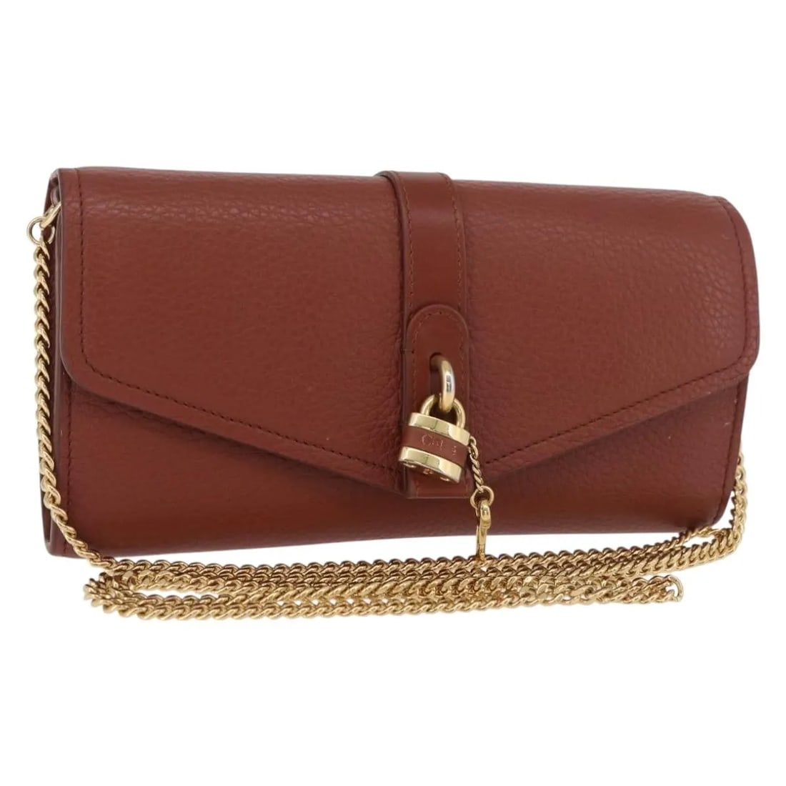 Chloe Aby Chain Brown Leather Shoulder Bag 21cm: Chloe Aby Chain Brown Leather Shoulder Bag 21cm Chloe Aby Chain leather bag in brown with a compact silhouette and good overall condition. The exterior shows slight rubbing, the interior has slight ru