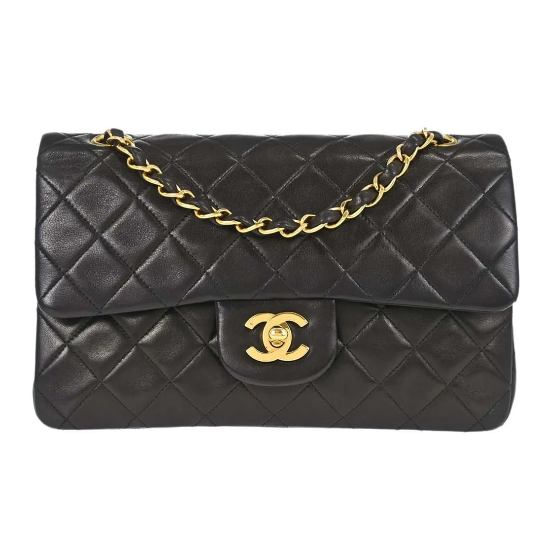 Chanel Vintage Classic Double Flap Shoulder Bag Black Leather (1 of 16)