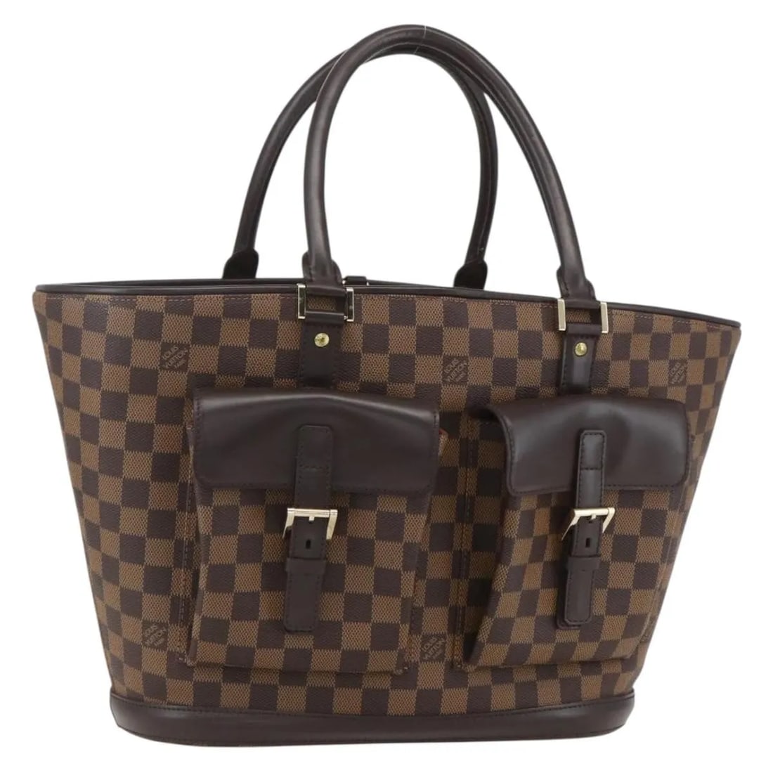 Louis Vuitton Manosque Brown Damier Canvas Handbag: Louis Vuitton Manosque Brown Damier Canvas Handbag This Louis Vuitton Manosque handbag features the iconic Damier canvas in brown, designed for women. It offers a spacious interior with multiple pocke