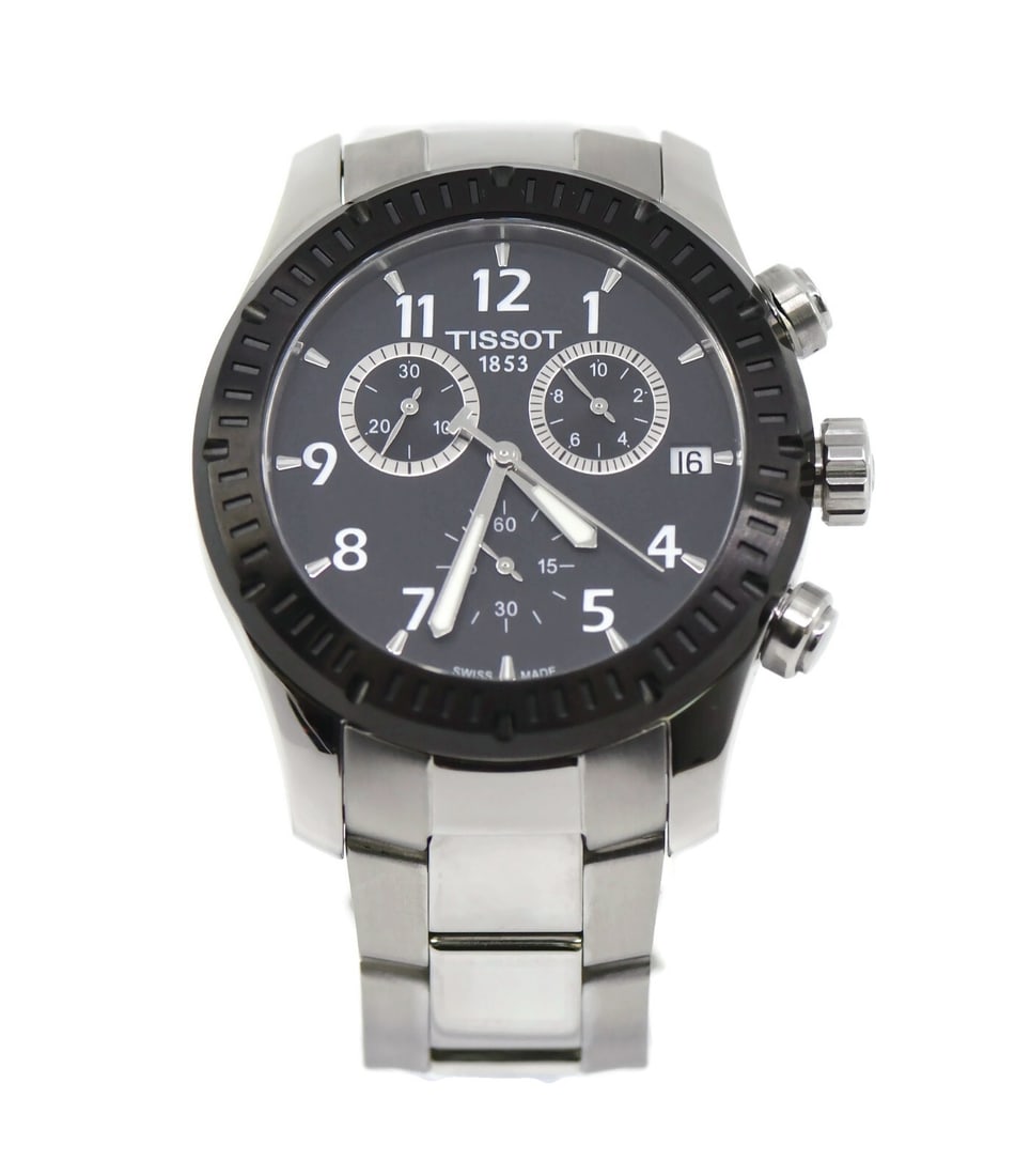 Tissot V8 Black Dial Chronograph Steel Watch T039417 (1 of 5)