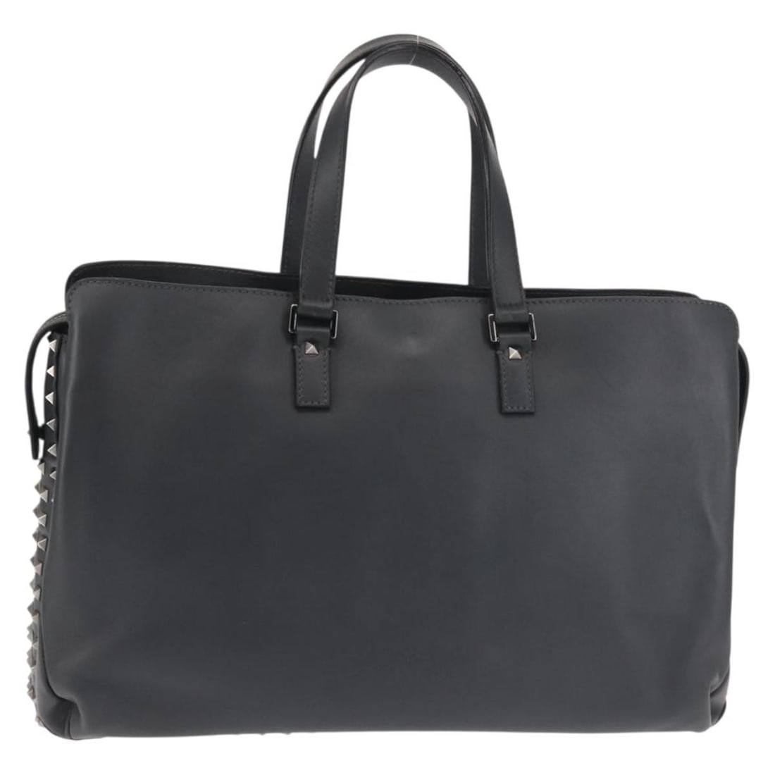 VALENTINO Gray Silver Leather Business Handbag Made in Italy: VALENTINO Gray Silver Leather Business Handbag Made in Italy Valentino business bag in gray and silver leather with a structured silhouette and dual handles. Made in Italy, this women's bag shows reas
