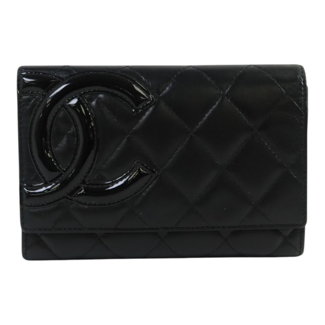 Cambon Black and Pink Calfskin Bi-Fold Wallet by Chanel: Cambon Black and Pink Calfskin Bi-Fold Wallet by Chanel This Chanel Cambon compact wallet features a classic bi-fold design crafted from calfskin leather in black with pink accents. Designed for women
