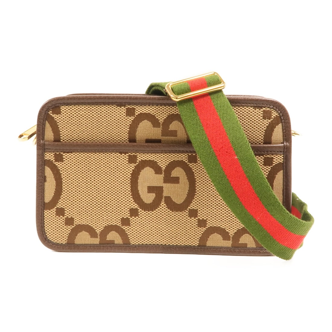 Gucci Jumbo GG Mini Brown Canvas Shoulder Bag with Gold Hardware: Gucci Jumbo GG Mini Brown Canvas Shoulder Bag with Gold Hardware This GUCCI Jumbo GG Mini Shoulder Bag features a classic brown GG canvas exterior. Designed for women, it offers a compact silhouette w