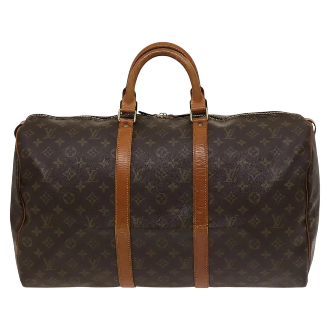 Keepall Duffle by Louis Vuitton Brown Monogram Canvas 55cm Travel Bag: Keepall Duffle by Louis Vuitton Brown Monogram Canvas 55cm Travel Bag This Louis Vuitton Keepall Bag features the signature Monogram canvas in brown. Designed for unisex use, the bag measures 55cm by 
