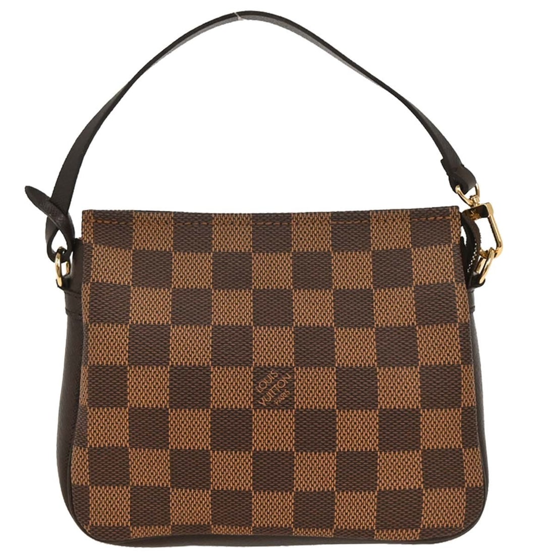 Louis Vuitton Trousse Makeup Mini Top Handle Bag Damier Ebene N51982: Louis Vuitton Trousse Makeup Mini Top Handle Bag Damier Ebene N51982 Louis Vuitton Trousse Makeup handbag in Damier canvas and leather with a brown Ebene check pattern. This mini top-handle bag featur