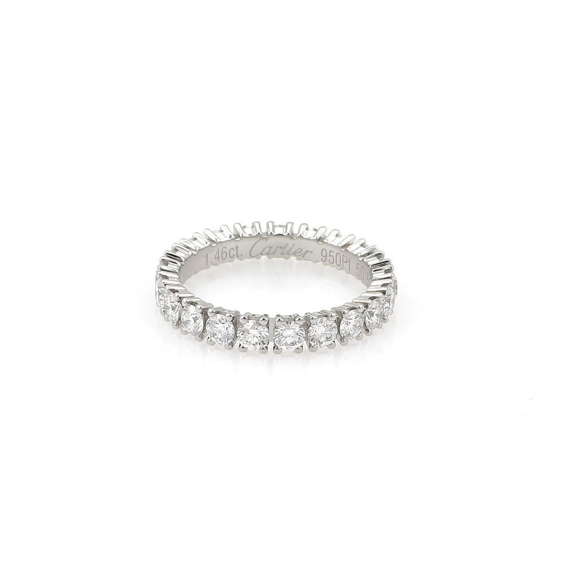 Cartier Destinee Eternity Ring 1.46ct Diamond Platinum Size 50 with Box and Papers: Cartier Destinee Eternity Ring 1.46ct Diamond Platinum Size 50 with Box and Papers Presenting the exquisite Cartier Destinee Eternity Ring from the renowned Destinee Collection. This stunning piece fe