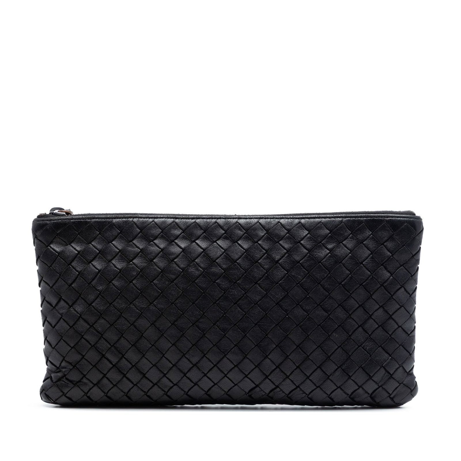 Black Leather Zip Pouch Bottega Veneta Nappa Intrecciato (1 of 6)