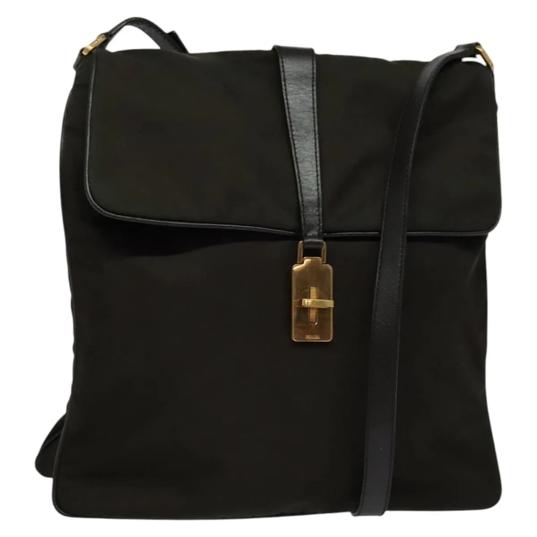 Prada Tessuto Nylon Vintage Flap Messenger Bag Khaki 27cm (1 of 18)